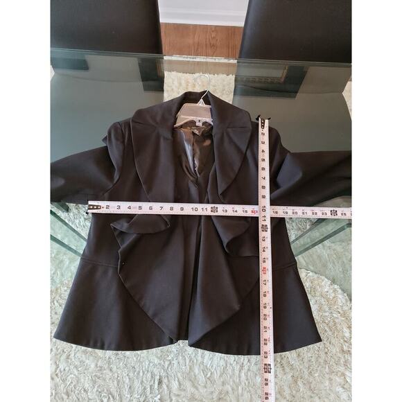 INC Black Ruffle Open Front Blazer Jacket 0X Women’s Draped Long Sleeve Stretch - Picture 12 of 12